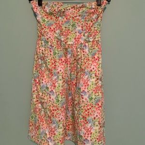 Floral print strapless dress